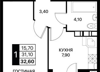 Продаю 1-комнатную квартиру, 32.6 м2, Ростов-на-Дону, Первомайский район