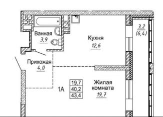 Продажа 1-ком. квартиры, 43.3 м2, Новосибирская область, улица Фрунзе, с1