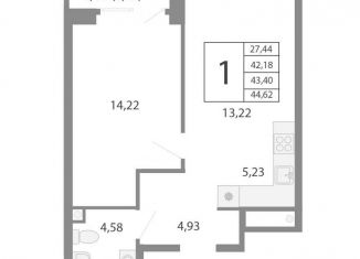 Продается двухкомнатная квартира, 43.4 м2, Екатеринбург, метро Проспект Космонавтов