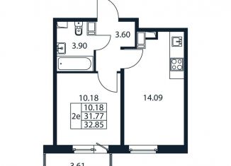 Продается 1-комнатная квартира, 35.4 м2, Ленинградская область