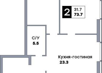 Продам двухкомнатную квартиру, 73.9 м2, Самара, Октябрьский район