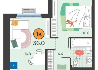 Продаю 1-комнатную квартиру, 36 м2, Тюменская область, улица Эльвиры Федоровой, 3