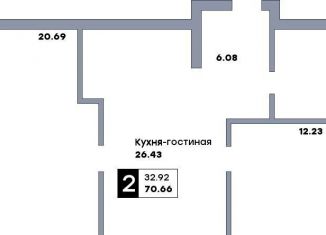 Продается двухкомнатная квартира, 70.7 м2, Самара, Октябрьский район