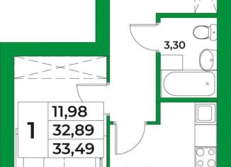 Продается 1-комнатная квартира, 33.5 м2, Михайловка, площадь Конституции