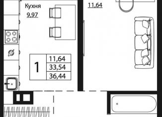 Продаю однокомнатную квартиру, 36.4 м2, Ростов-на-Дону