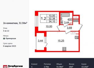 Продается 1-ком. квартира, 32.4 м2, Санкт-Петербург, Уральская улица, 25, Уральская улица