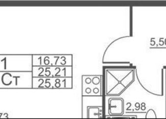 Продаю квартиру студию, 25.8 м2, посёлок Шушары