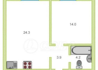 Продаю 1-ком. квартиру, 46.3 м2, деревня Дударева, Тюменская улица, 3