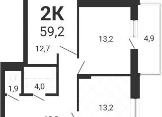 Продажа 2-ком. квартиры, 59.2 м2, Новосибирск, улица Серафимовича, 12с, Ленинский район