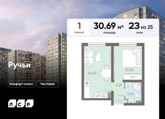 Продается 1-комнатная квартира, 30.7 м2, Санкт-Петербург, ЖК Ручьи