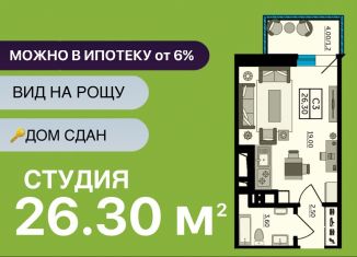 Квартира на продажу студия, 26.3 м2, Ростов-на-Дону, Раздорская улица, 2А, ЖК Грин Парк