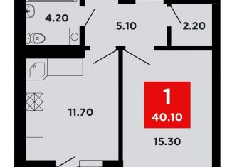 Продам 1-комнатную квартиру, 40.1 м2, Краснодар, Конгрессная улица, лит17, Прикубанский округ