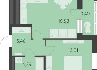 Продам 1-ком. квартиру, 41 м2, Свердловская область