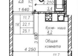 Квартира на продажу студия, 25.1 м2, Новосибирск, Кировский район, улица Зорге, 277