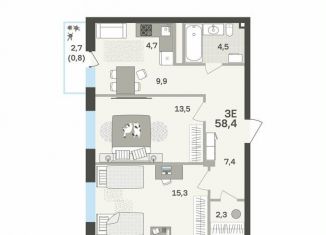 Продам 3-ком. квартиру, 58.4 м2, Пермский край