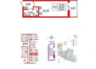 Продам квартиру студию, 26.4 м2, Санкт-Петербург, жилой комплекс Солнечный Город, 18, ЖК Солнечный Город