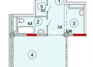 Продам 1-ком. квартиру, 46.5 м2, Хакасия, улица Кирова, 185к2