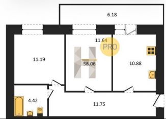 Продажа 2-ком. квартиры, 56.1 м2, село Засечное, Соборная улица, 4, ЖК Весна