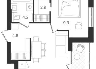 Продается однокомнатная квартира, 39.2 м2, Калининградская область, Васильковая улица, 7