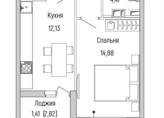 Продам 1-комнатную квартиру, 40.5 м2, Московская область