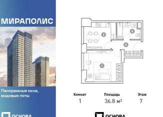 Продажа 1-комнатной квартиры, 36.8 м2, Москва, станция Ростокино, проспект Мира, 222