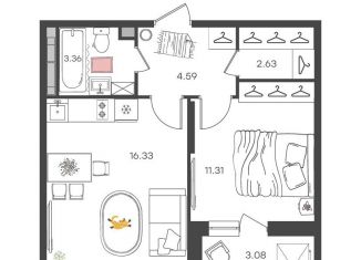 Продам 2-комнатную квартиру, 39.8 м2, Ульяновск, микрорайон Новая Жизнь, 15