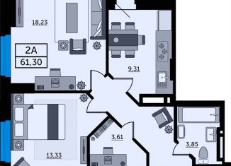 Продается двухкомнатная квартира, 61.3 м2, Ростовская область