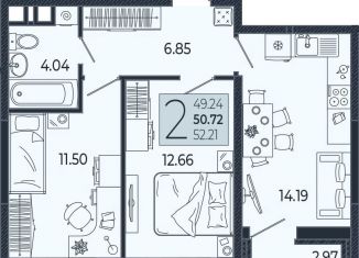 Продается 2-ком. квартира, 50.7 м2, Краснодар, Прикубанский округ, Адмиралтейский бульвар, 1