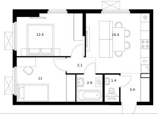 Продаю 2-ком. квартиру, 49.6 м2, Московская область