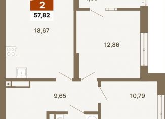 2-ком. квартира на продажу, 57.8 м2, Екатеринбург, метро Геологическая