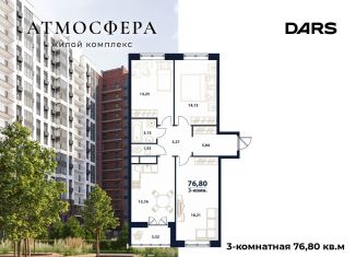 Продажа 3-комнатной квартиры, 76.8 м2, Ульяновская область, жилой комплекс Атмосфера, 5