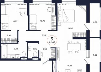 Продаю 3-комнатную квартиру, 82.9 м2, Тюменская область