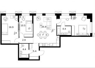 Продам 3-комнатную квартиру, 88.4 м2, Москва, ВАО