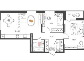 Продажа 3-ком. квартиры, 63.6 м2, Ульяновск, микрорайон Новая Жизнь, 15