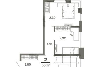 Продается 2-комнатная квартира, 53.2 м2, Рязань, Октябрьский район