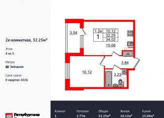 Продается однокомнатная квартира, 32.3 м2, Санкт-Петербург, Московский район