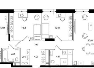 Продам трехкомнатную квартиру, 101.3 м2, Москва, САО, Ленинградское шоссе, 57с12