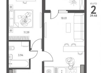 Продам однокомнатную квартиру, 39.5 м2, Липецк, улица Перова, 2Д