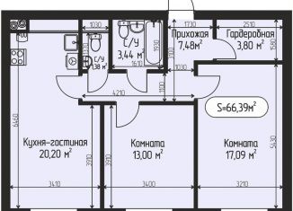 Продажа 2-комнатной квартиры, 66.4 м2, село Озерецкое, бульвар Радости, 18