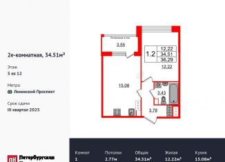 Продажа 1-ком. квартиры, 34.5 м2, Санкт-Петербург, 1-й Предпортовый проезд, 1, 1-й Предпортовый проезд