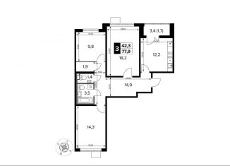 Продается 3-ком. квартира, 77.9 м2, Московская область