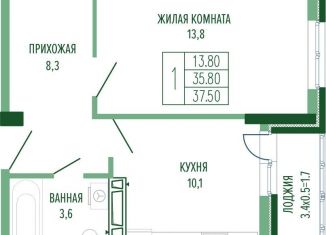 Продажа 1-комнатной квартиры, 38.1 м2, Краснодар, Круговая улица, 6, Фестивальный микрорайон