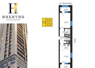 1-ком. квартира на продажу, 45.2 м2, Воронеж, улица Лётчика Щербакова, 5