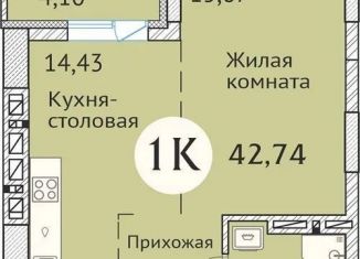 1-ком. квартира на продажу, 43 м2, Новосибирск, улица Дуси Ковальчук, 248/1