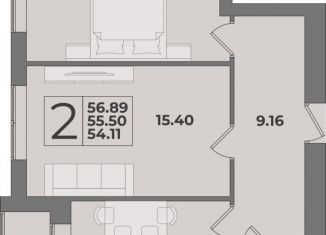 Продается 2-комнатная квартира, 56.9 м2, Калининград, Ленинградский район, Суздальская улица, 15