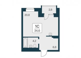 Продается квартира студия, 34.6 м2, Новосибирск, ЖК Расцветай на Красном