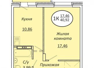 1-комнатная квартира на продажу, 40.9 м2, Новосибирск, Октябрьский район