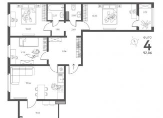 Продается 3-комнатная квартира, 92.1 м2, Липецк