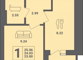 Продам однокомнатную квартиру, 25.1 м2, Калининградская область, улица Гептнера, 17