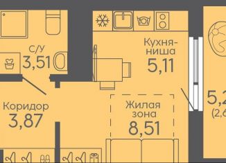 Продажа квартиры студии, 23.6 м2, Екатеринбург, жилой комплекс Новокольцовский, 5